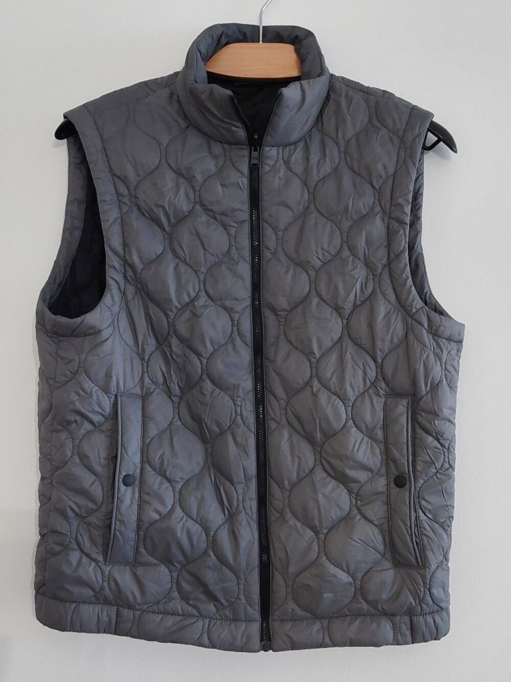 Mens BOSS Hugo Boss Insulated Quilted Vest 34R XS Gray Gilet Water Resistant